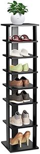 Giantex 7-Tier Vertical Shoe Rack, Shoe Storage Tower with Multiple Layers, Detachable Board, Different Gaps, Entryway Shoe Shelf Organizer for Narrow And Small Space (Black)