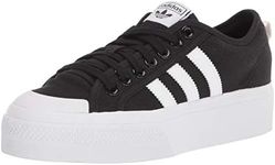 adidas Originals Women's Nizza Platform, Black/White/White, 7