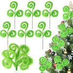 Vloso 6 Pcs Christmas Tree Picks 17 Inch,Christmas Tree Decorations,Green Furry Christmas Tree Ornament for Christmas Tree Topper Wreath Vase Filler