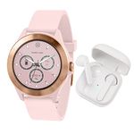 Harry Lime Fashion Smart Watch in Pink Featuring White True Wireless Earbuds in Charging Case