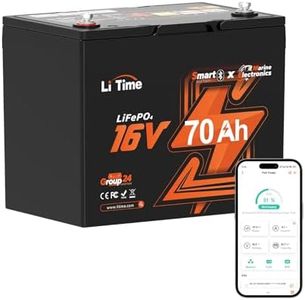 LiTime 16V 70Ah Bluetooth LiFePO4 Lithium Battery Built in BMS, 10 Years Lifetime 4000+ Cycles Perfect for Fish Finder, Fishing Electronics