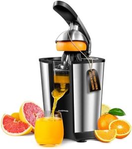Amzpass Electric Orange Juicer, Citrus Juicer Squeezer with 2 Cones and Soft Grip Handle for Effortless Juicing, Stainless Steel Quiet Orange Juice Extractor Machines for Lime Grapefruit Lemon