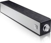 MICA Computer Speakers, Wired Computer Sound Bar, Wooden Mini Soundbar, USB Powered PC Speakers 3.5mm AUX & PC Input (Upgrade), Black (M30i)