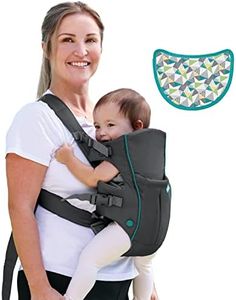 Infantino Swift Classic Carrier with Pocket - 2 Ways to Carry Grey Carrier with Wonder Bib & Essentials Storage Front Pocket, Adjustable Back Strap, Inward & Outward Facing, Easy to Clean Material