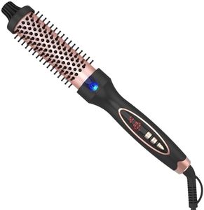 Curling Iron Thermal Brush Dual Voltage Travel-Friendly with Digital Display Temperature Ceramic Tourmaline Ionic Quick Heating Suitable for Man and Women Short and Long Hair (1.25 inch)