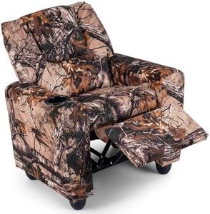GLACER Kids Recliner with Cup Holder, Velvet Toddler Lounge Chair w/Adjustable Backrest & Footrest, Spring-Loaded Seat Cushion, Push Back Toddler Sofa for Boys & Girls Ages 3+ Years Old (Camouflage)