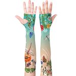 YPHCDO Gardening Sleeves for Women Farm Sun Protection Thorn Proof Cooling Arm Sleeves to Cover Arms for Garden Sports, Green Dragonfly, 19"x5"