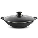 Cuisiland Pre-seasoned Cast Iron Wok with Glass Lid (12")