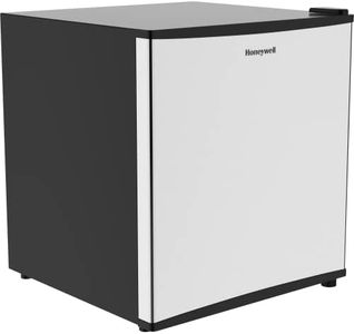 Honeywell Compact Refrigerator 1.6 Cu Ft Mini Fridge with Freezer, Single Door, Low noise, for Bedroom, Office, Dorm with Adjustable Temperature Settings, Stainless Steel