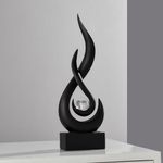 FJSPERM Black Decor Modern Flame Statue Home Decorations for Living Room, 11.8" H Shelf Decor Accents, Abstract Art Resin Sculpture for Dining Room Office Coffee Table Centerpiece