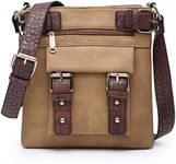 Dasein Top Belted Crossbody Bags for Women Soft Leather Messenger Bag Shoulder Bag Travel Purse (large size-khaki)