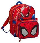 Marvel Spiderman Backpack With Cool Lunch Bag Bottle Holder Boys Matching 2 Piece Set Back To School