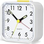 Jcobay Battery Powered Alarm Clock Bedside Non Ticking Silent Desk Clock Little Small Clock Simple Table Analogue Clocks Snooze Light for Bedrooms Office Outdoors Heavy Sleepers Travel Girl Children