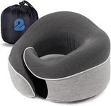 2Buds Travel Memory Foam Neck Pillows For Airplanes - 360° Head Support Sleeping Essentials For Long Flight [Grey]