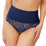 Maidenform Women's Tame Your Tummy Shapewear Briefs, Navy Lace, L UK