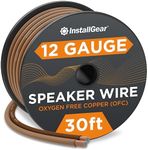 InstallGear 12 Gauge AWG 30ft Speaker Wire 99.9% Oxygen-Free Copper True Spec and Soft Touch Cable - Brown