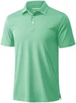 MAGCOMSEN Polo Shirts for Men Dry Fit Lightweight Active Golf Polos Short Sleeve Moisture Wicking Collared Shirt Mint Green