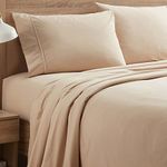 Flannel Sheets Warm and Cozy Deep Pocket Breathable All Season Bedding Set with Fitted, Flat and Pillowcases, Bedsheets, Bedcover, Queen, Beige