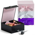 GIFTSAY Gift Box with Lid 18 x 18 x 7.5 cm, Small Gift Box for Birthday, Wedding, Party Gift Boxes (Magnetic, Black)