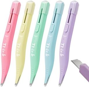 THINKLEARN 2-in-1 Staple Remover Tool and Box Cutter, Retractable Utility Knife with Safety Lock & Staple Puller Remover Tool for Office, School, Teacher Supplies, Pastel Colors, 5 Pack