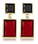 YouBella Jewellery Earrings for women Crystal Handmade Earrings for Girls and Women (Red & Black)