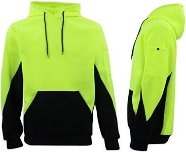 Zmart Australia HI VIS Safety Fleece Pull Over Hoodie Jumper Jacket Workwear Kangaroo Pen Pocket, Fluro Yellow/Navy, M