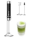 Maestri House Milk Frother Handheld， Eectric Whisk with Stepless Speed ​​Control, Rechargeable Blender with Stainless Steel Whisk and Stand, Drink Mixer for Matcha, Latte, Cappuccino, LunaFro 2.0