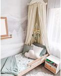 YIUOR Kids Bed Canopy with Frills Cotton Cover Net for Crib Reading Nook Curtain Hideaway Hanging Round Tent Nursery Bedding Play Room Decor