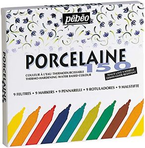 Pebeo Porcelaine 150 Decorative Paint Marker, 1.2 mm Tip Size (Set of 9)