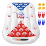 JAZGROM Pool Games for Adults and Family,Swimming Inflatable Pong Float 2 in 1 Pool Lounge Raft Floating Pong Table Float with 20 Cups & 4 Ping Pong,6 Feet