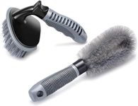 JUDEE 2 Pack Steel and Alloy Wheel Cleaning Brush, Rim Brush and Tire Brush for Your Car, Motorcycle or Bicycle Tire Brush Washing Tool (Gray)