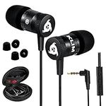 KLIM Fusion Earbuds with Microphone - NEW 2023 - Long-Lasting Wired Ear Buds - Innovative: in-Ear with Memory Foam - Earphones with Mic and 3.5mm Jack - Black