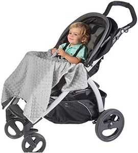 J.L. Childress Cuddle 'N Cover Stroller Blanket - Silky and Minky Fabrics - Blanket Attaches to Stroller - Privacy Cover, Blanket, Sun Shade - 30" x 30" - Grey