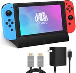 BSSING TV Dock Station for Switch/Switch OLED,Replacement for Official Switch Dock Set.Switch Docking Station Support 4K HDMI Output with 15V/2.6A Power Adapter and HDMI Cable