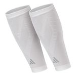 adidas Calf Compression Sleeves for Women and Men - Pair of Calf Sleeves for Running, Training, and Stronger Workouts - Breathable and Lightweight - Durable Calf Compression Support - White, S/M