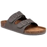 Nautica Men's Sandals - Casual Slides with 2 Adjustable Buckle Straps and Cork Footbed for Ultimate Comfort and Style, Grey Mono-triun, 12