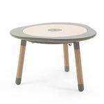 Stokke MuTable, Dove Gray - Multifunctional Children’s Play Table - Height-Adjustable Legs - Includes Four Double-Sided Activity Boards, One Puzzle & Natural Wood Cover