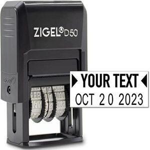 ZIGEL D50 Date Stamp with Your Custom Text - Self Inking Date Stamp - Black