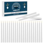 Tobeape 24 Pack White Taper Candles, 10" Dripless Unscented Candlesticks 8 Hours Long Burning, Smokeless Spell Chime Candles for Home Décor Wedding Dinner Party Meditation Witchcraft Rituals Prayer