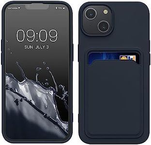 kwmobile Case Compatible with Apple iPhone 14 Case - TPU Phone Cover with Credit Card Holder - Dark Blue