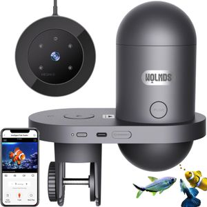 Wolmds WiFi Automatic Fish Feeder with HD Camera – App Control, 230ml, Dark Grey