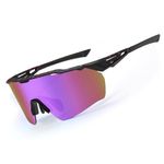 DUCO Cycling Sunglasses for Men Women Sports Sunglasses uv 400 Protection TR90 Baseball Driving Fishing Sun glasses DC0038 (Black Frame Red Blue Dots Revo Purple Lens)