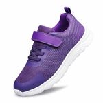 Raoendis Kids Trainers Girls Sneakers Sports Running Shoes Slip on Athletic Shoes Purple Big Kid Size 4