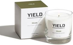 Yield 8oz. Hinoki Candle - Cypress, Char, & Vetiver Scented Luxury Candle - Aromatherapy Essential Oils - Clean Burning Cotton Wick - 65 Hour Burn Time - Hand Poured in The USA - 8oz