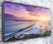 Beautiful Beach Sunset Panoramic Canvas Print Original Wall Art Framed XXL 55 inch x 24 inch Over 4.5 ft wide x 2 ft high Ready to Hang