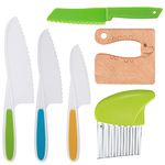 JETFLIP 6PCS Kids Kitchen Knife Set, Kids Kitchen Safety Knives, Reusable Plastic Children's Cooking Knives, Kids Cutting Knife with Serrated Edges for Fruit Vegetable Salad Cake Knives