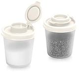 Salt and Pepper Shakers Moisture Proof Set of 2 Medium Salt Shaker to go Camping Picnic Outdoors Kitchen Lunch Boxes Travel Spice Set with Red Lids Stainless Steel Airtight Spice Jar Dispenser