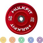 HulkFit Sport Series 2" Olympic Shock Absorbing Rubber Bumper Weight Plates for Barbells - Multi Color 45 lb Single