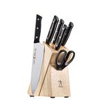 HENCKELS Dynamic 7 Piece Stainless Steel Knife Block Set, Rubberwood in Clear (17571-007)