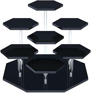 Acrylic Display Stand for Funko POP Figures, 7-Tier Perfume Organizers and Storage Display Stand/Risers for Cupcake Dessert, Conutertop Desktop for Decoration and Organizer(Black)
